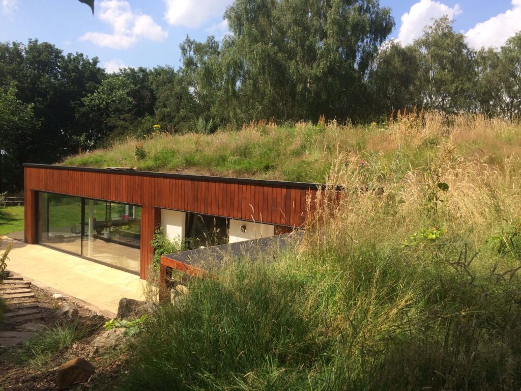 Earth Sheltered House, Milton Keynes Completed roof view