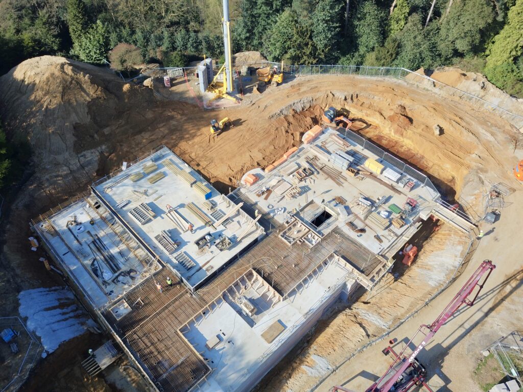 Construction Aerial view Romany House, Virginia Water Surrey