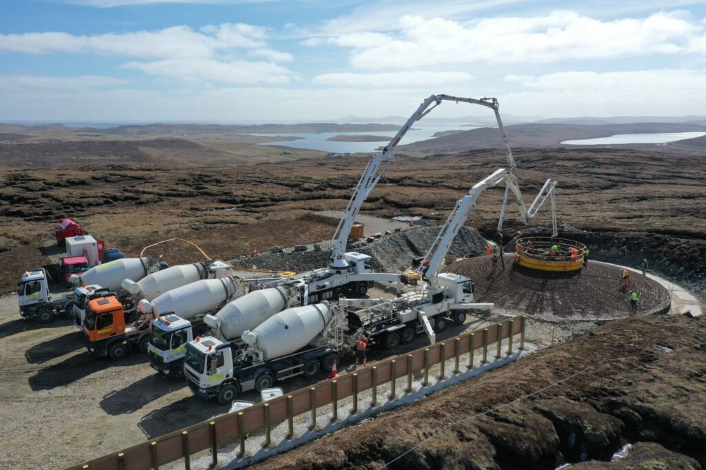Construction Viking Wind Farm, Shetland