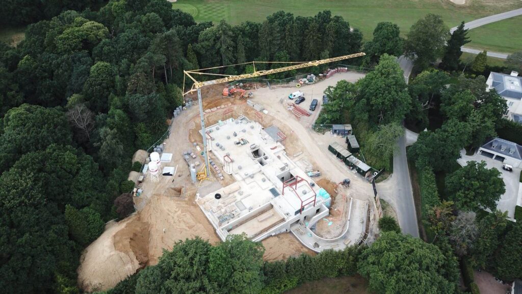 Construction Aerial view Romany House, Virginia Water Surrey