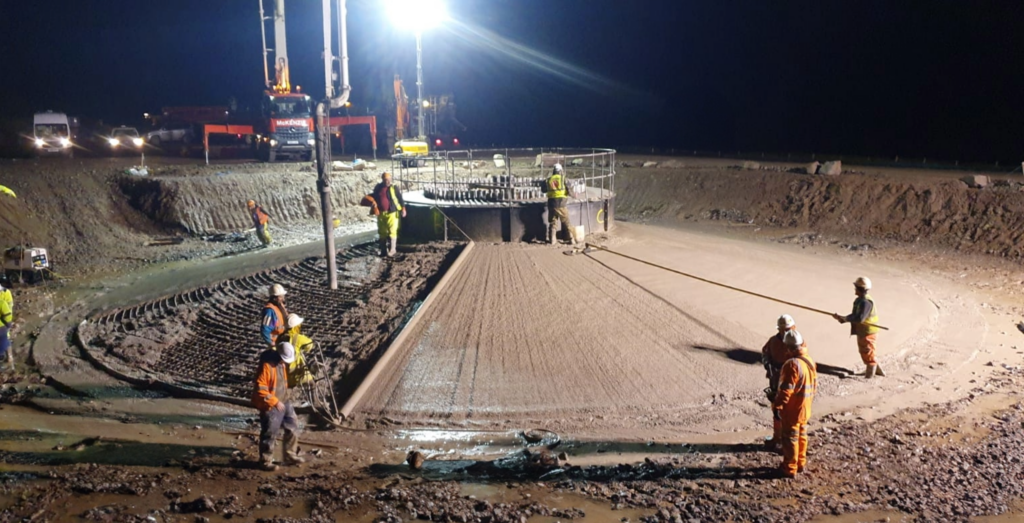 Spreading concrete Windy Rig Wind Farm, Dumfries & Galloway