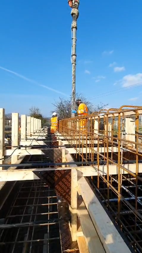 Concrete pour of bridge abutment