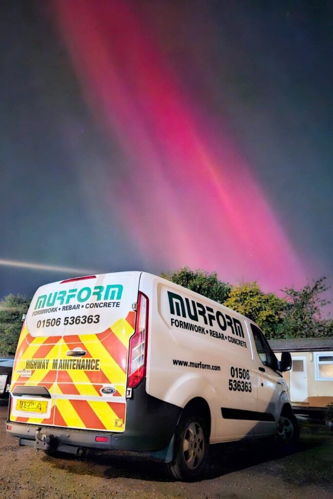 Murform Van with the northern lights in the sky above