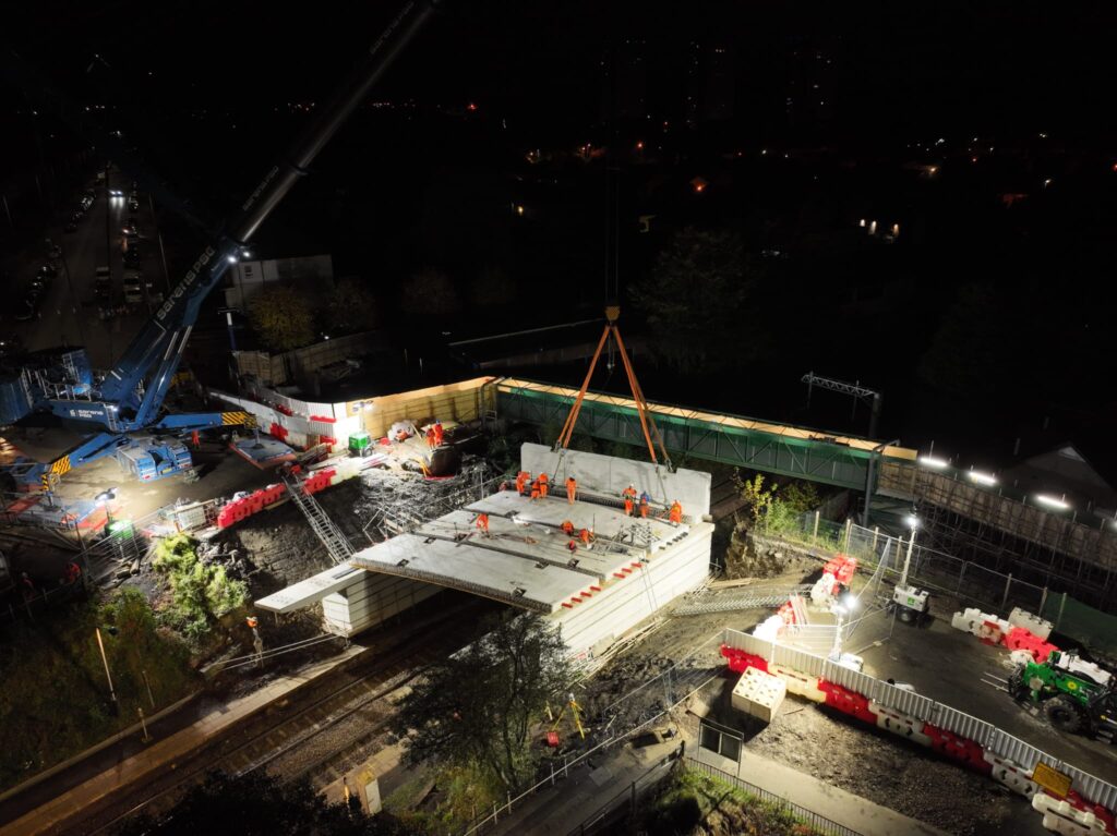 Aerial image of bridge construction