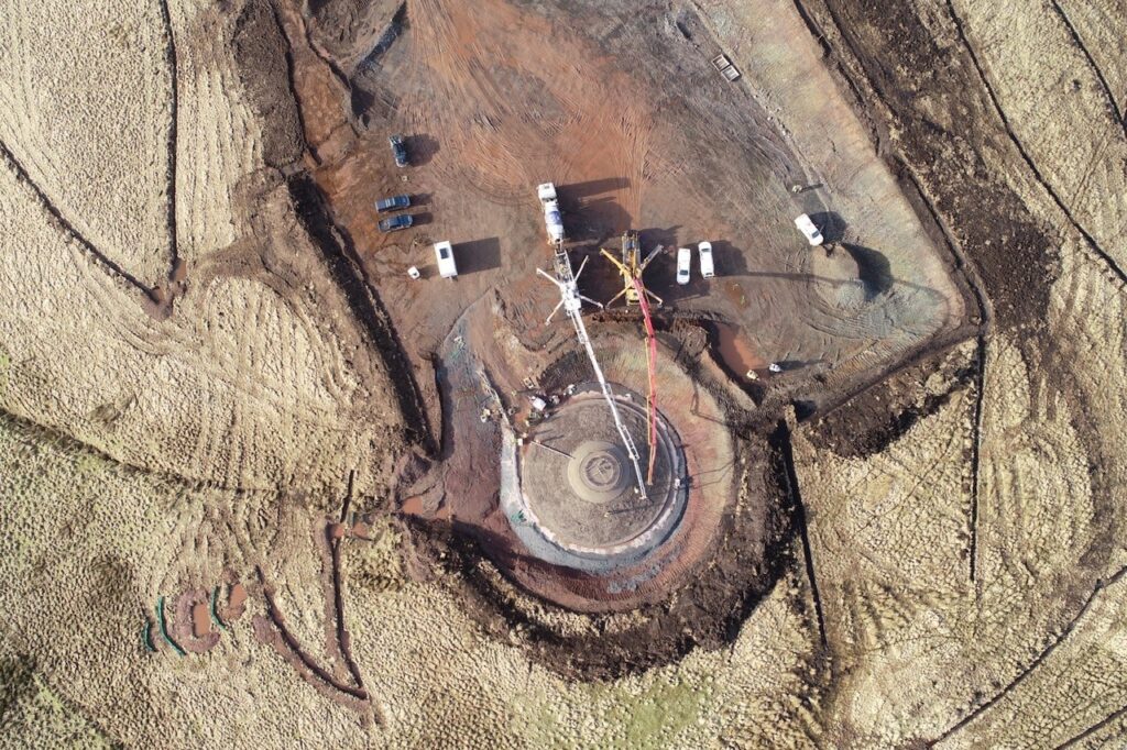 Construction of concrete turbine base Whitelaw Brae