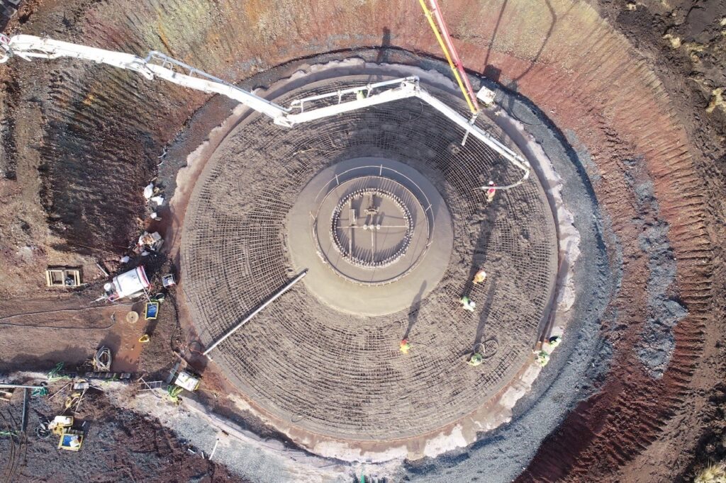 Construction of concrete turbine Whitelaw Brae base